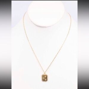 Caroline Hill Gold Carlin CZ Plate Necklace
